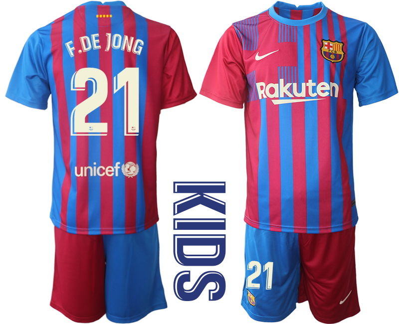 Youth 2021-2022 Club Barcelona home red #21 Nike Soccer Jerseys